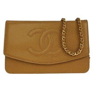 Chanel Beige Calfskin Timeless WOC Wallet on Chain Shoulder Bag 134891